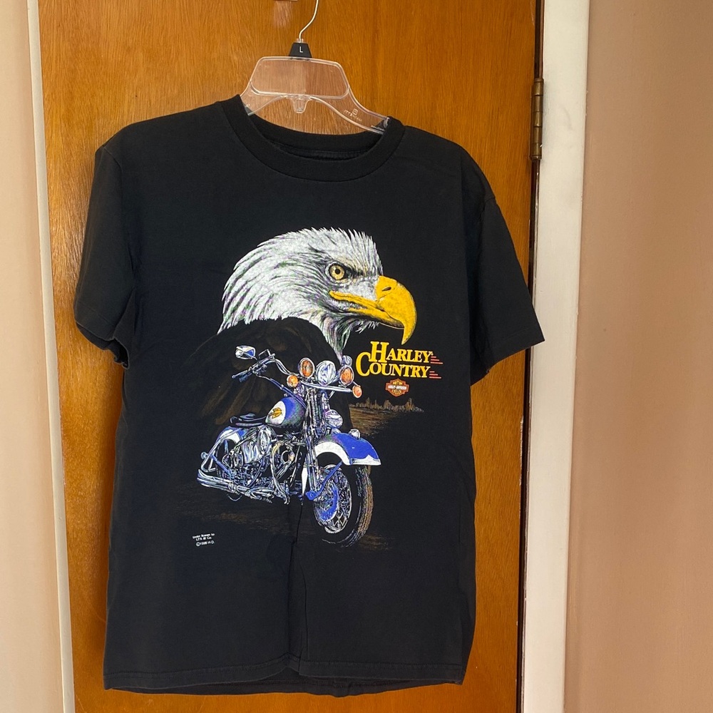 Vintage ( 1996)Harley Country Black Graphic T-Shirt